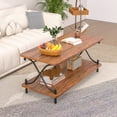 thumbnail image 4 of VECELO 3-Piece Coffee Table Set for Living Room Include Wood Coffee Table + 2 End Tables, Brown, 4 of 8