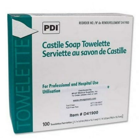 PDI Healthcare D41900 Castile Soap Towelette, 2% Coconut Oil (Case of 1000)