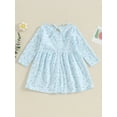 thumbnail image 3 of Toddler Girls Long Sleeves Dress Casual Floral Print Princess A-Line Dress, 3 of 7