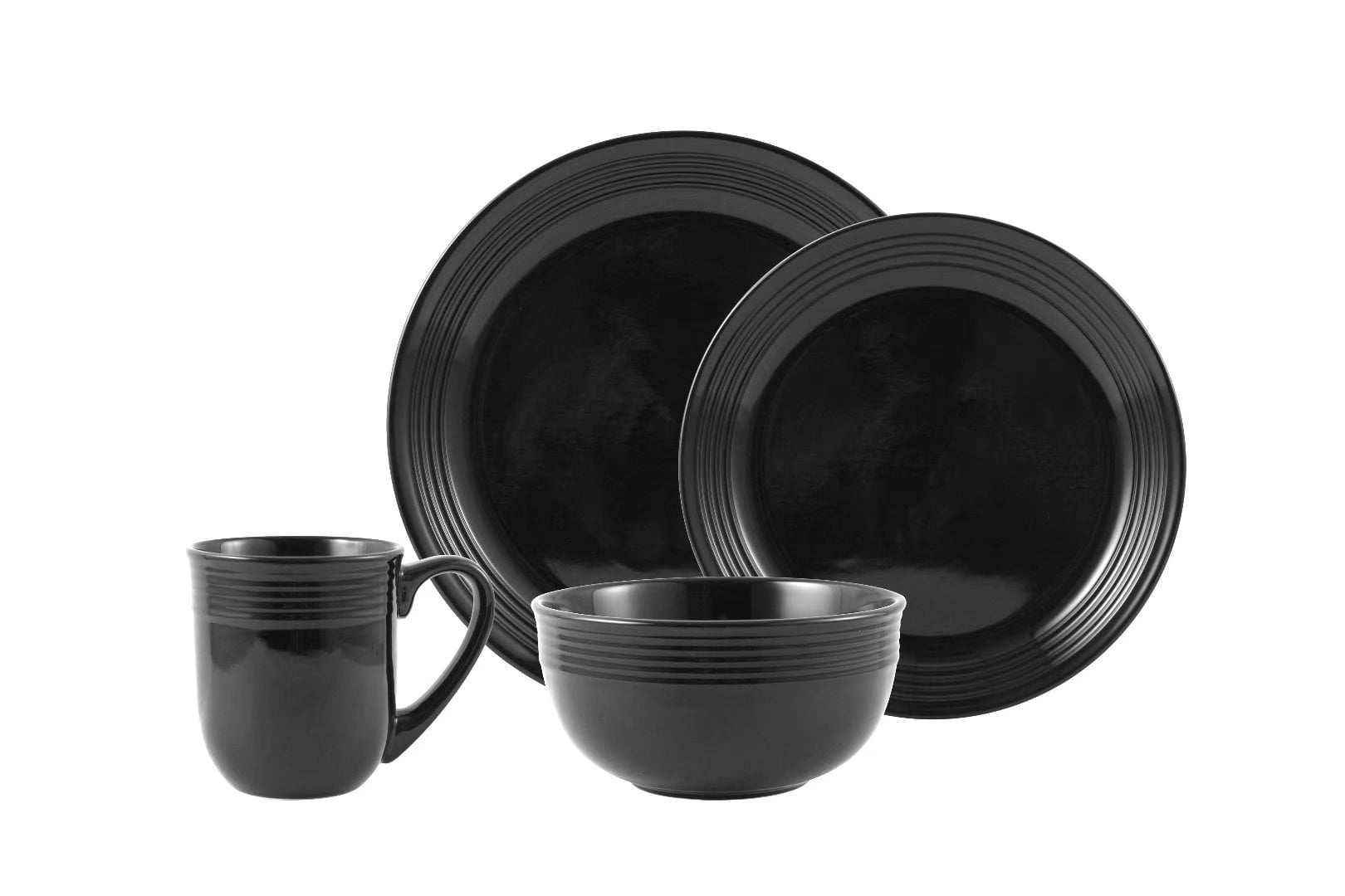 Mainstays Chiara Black Stoneware Dinnerware Set, 16Pieces Walmart
