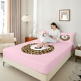 thumbnail image 4 of Castle Fairy Female Men Women Kawaii Ribbon Bow Sport Billiards Full Size Sheets 4-Piece,Jungle Animal Cheetah Print Breathable Bed Sheets,Pink Brown Lightweight Sheet Sets,Super Cozy Room Decor, 4 of 7