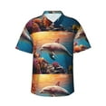 thumbnail image 2 of Yiaed Underwater Plant Dolphin Print Hawaiian Shirt for Men Short Sleeve Button Down Shirts Beach Shirts for Men-Small, 2 of 5