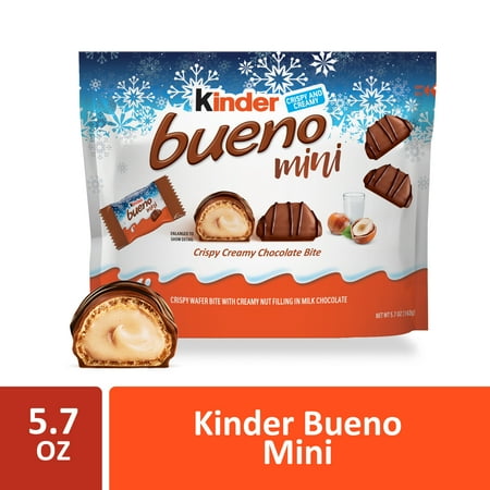 Kinder Bueno Mini with Crispy Creamy Chocolate Bites with Hazelnut Cream, Stocking Stuffers, Individually Wrapped , 5.7 oz bag