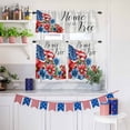 thumbnail image 6 of Independence Day Kitchen Curtains Valances 3 Piece Set, USA Flag Red Blue Flower Rod Pocket Tier Curtain and Valance Drapes for Small Window 36 Inch Length for Bedroom Cafe, 6 of 9