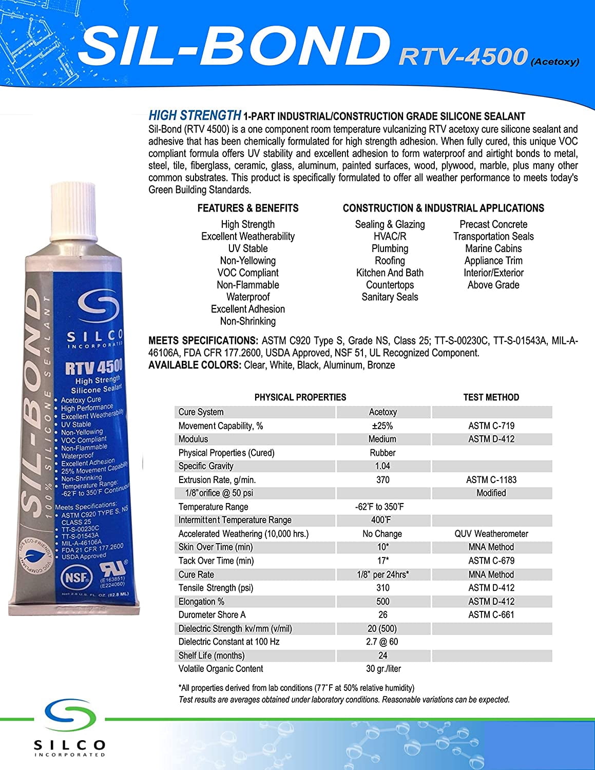 Silicone RTV 4500 FDA Grade High Strength Silicone Sealant, Black (2.8 fl.oz)