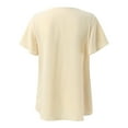 thumbnail image 3 of DondPO Tshirts Shirts for Women Short Sleeve Shirts Spring And Summer Stylish Elegant V Collar Tops Pleated Sleeve Blouse For Women Womens Tops Business Casual Tops Beige XXL, 3 of 4