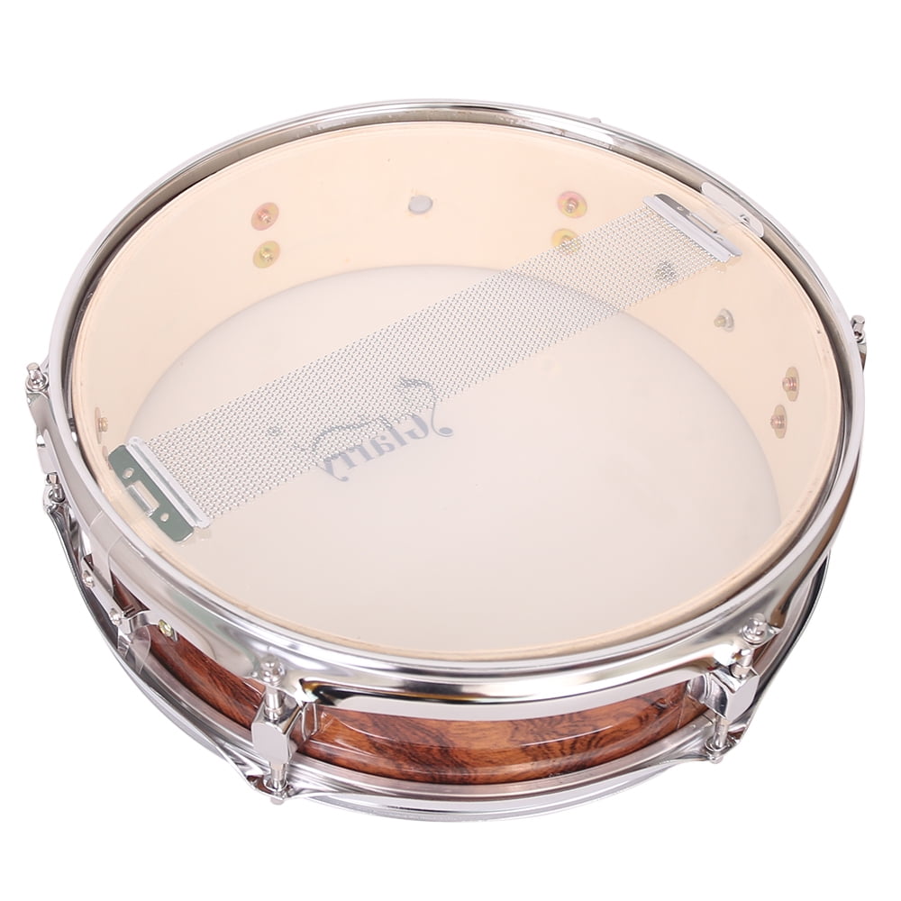 Snare Drum 13" x 3.5" Kid Drums Acoustic Single Drum 8 Lugs with Drumsticks Drum Key Strap, Brown