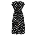 thumbnail image 6 of asdoklhq Skirt for Women Plus Size,Plus Size Polka Dot Print Dress Button Lace-up Waist V-neck Skirt, 6 of 7