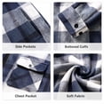 thumbnail image 5 of GIRUNS Men's Plaid Flannel Zip Up Hoodie Jacket Lightweight Casual Shirt Jacket Outerwear Coat Beige Blue 2XL, 5 of 6