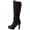 Red, variant on Women Knee High Boots Ankle Buckle Lace up Round Toe Chunky High Heel Vintage Punk Goth Boots