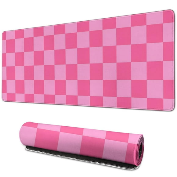 Tapis de Bureau à Carreaux Pastel Charmant - Décoration de Bureau Esthétique, Tapis de Souris et d'Ordinateur Portable Extra Grand, Tapis de Jeu - Parfait pour Espace de Travail Moderne, 31.5x11.8 Po.