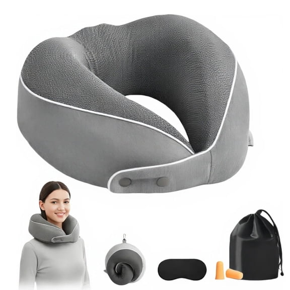 Travel Neck Pillows for Airplanes - 360 °   Ergonomic Memory Foam Travel Pillow - Relief Neck Pain with Breathable Support for Long Flights, Car, Train & Office Use - Adults & Kids