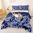 thumbnail image 3 of Feelyou Blue Camo Ocean Marine Life Silhouette Queen Comforter Set for Boys Girls, Dolphin Shark Seal Bedding Comforter Set, Navy, Blue Reversible, 3 Pieces, 3 of 6