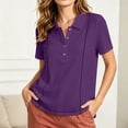 thumbnail image 5 of Babysbule Women's Point Collar Short Sleeve Button Front Contrast Stitching Relaxed Fit Casual Work Everyday Top, 5 of 8