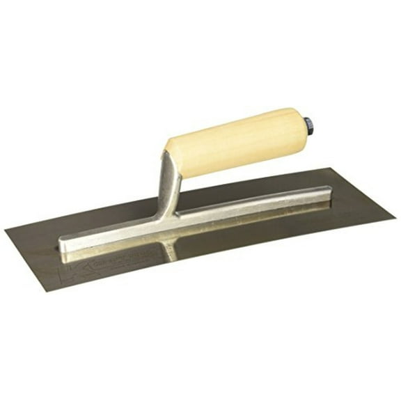 Kraft Tools DW521SS 12"x4-1/2" Stainless Steel Drywall Trowel w/Straight Wood Handle