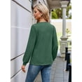 thumbnail image 6 of Women'S Multi-Layered V-Neck Solid Color Long Sleeved T-Shirt Casual Blouses Top Green S, 6 of 7