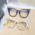 thumbnail image 4 of Blue Trendy Cat Eye Glasses Frame Oversized Anti-blue Light Stylish Eyewear Plastic Eyeglasses for Women, 4 of 5