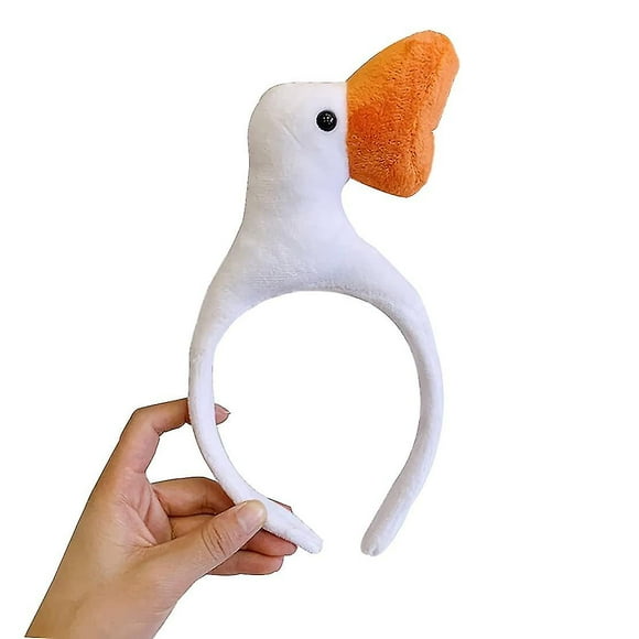 Big Mouth Small Eyes Duck Bandeaux Drôles pour Fête, Bandeaux Mignons Jaunes et Blancs pour Femmes Hommes Garçons Filles Ados (Blanc)