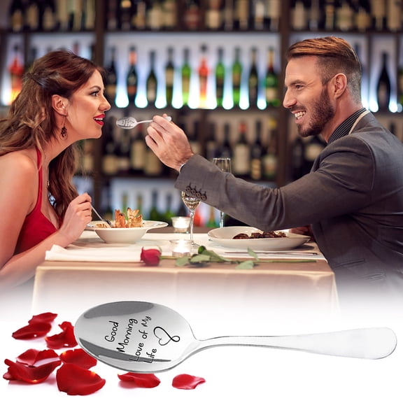 Tableware,Personalized Stainless Steel Spoon with Engraved Letters - Long Handle Stirring Spoon, Wedding & Valentine's Day Gift, Elegant Tableware, Customized Cutlery