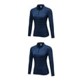 thumbnail image 3 of Qarigey Invierno otoño mujer media cremallera Sudadera con capucha niñas correr ejercicio Fitness camisetas térmicas Color sólido ropa Azul 2Conjunto, 3 of 6