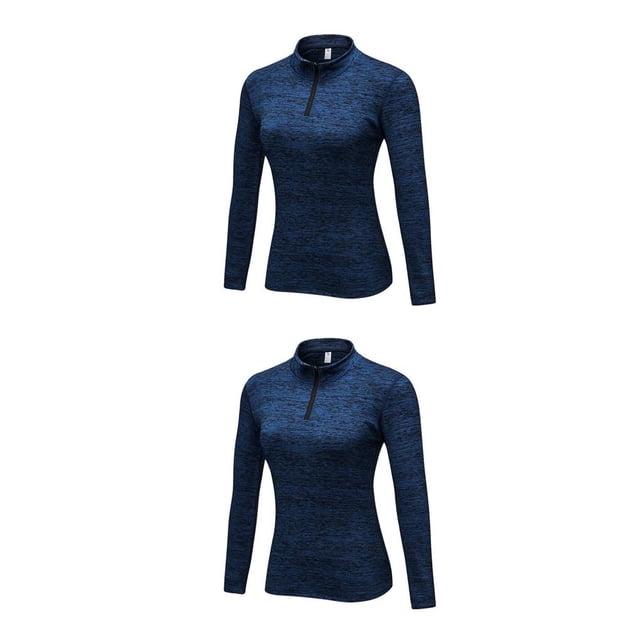 Qarigey Sudadera con capucha de cuello para mujer de otoño, camisetas térmicas para hacer ejercicio y correr para niñas, ropa cálida Azul 2Conjunto