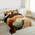 thumbnail image 4 of Manfei Modern Abstract Aesthetic Queen Comforter Set,Geometric Artistic Bedding Sets,Beige Brown Ombre Bedding Comforter Set For Children,Breathable Home Decor Reversible,3-Piece, 4 of 9