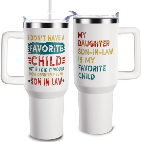 Gifts for Mother/Father In Law from Son In Law Funny Mother''s/Father''s Day Gifts for Mom Christmas Gift for Dad,40 oz Mom/Dad Tumbler with Handle Brithday Gift