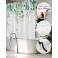 thumbnail image 5 of Split Shower Curtain for Transfer Bench, Teal Botanical Fabric Shower Curtains for Bathroom, Spring Weeping Eucalyptus Leaves Tub Sliding Transfer Bench Waterproof Bath Curtains 72"x78", 5 of 9