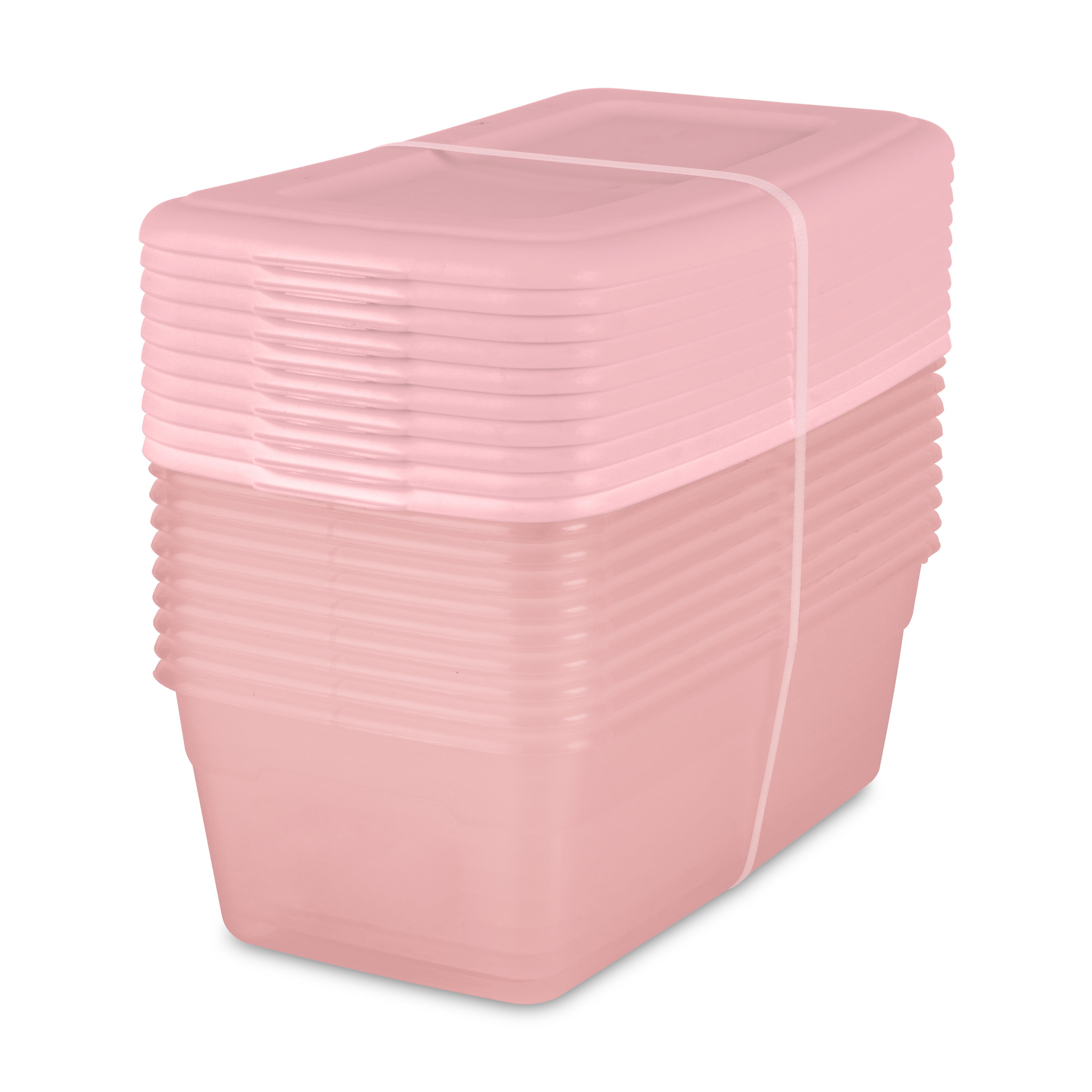 Sterilite Plastic 6 Qt. Storage Box Blush Pink Tint Set of 40