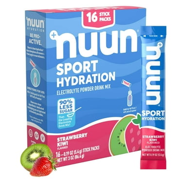 Nuun Sport Electrolyte Powder Packets - Strawberry Kiwi Flavor | 5 Essential Electrolytes for Hydration | Easy Open Drink Mix with Magnesium | 1g Sugar | Non GMO, Vegan | 16 Single Serving Sticks