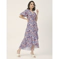 thumbnail image 3 of Moomaya V Neck Wrap Printed Georgette Short Sleeve Dress - Women's Wrap Dress, 3 of 9