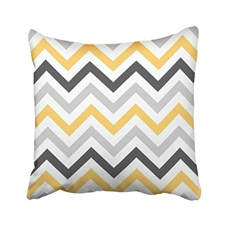 Yellow And Gray Pillow WinHome Decorative Gray Yellow and Black Chevron Pattern Design Decorative Throw Pillow Case Cover Size 18x18 inches Two Side ()