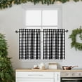 thumbnail image 1 of Kitchen Cafe Curtains 45 Inches Length, Buffalo Check Pattern Short Bathroom Window Curtain, Plaid Gingham Design Half Window Tier Curtains, 28" x 45", Black/White, Set of 2, 1 of 5