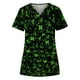 thumbnail image 2 of Top de ropa de trabajo con bolsillo y manga corta con cuello en V y estampado del Día de San Patricio a la moda para mujer Fridja gope4988, 2 of 3