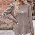 thumbnail image 6 of WREESH Womens Loose Crewneck Sweatshirt Fashion Round Neck Color Long Sleeve Blouse Beige, 6 of 7