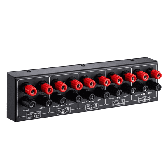 Passive 1 in-4 OUT Audio Amplifier / Speaker Signal Splitter Box Distributor Switcher