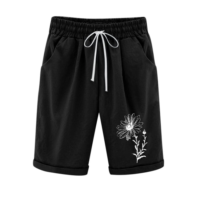 Pantalones Cortos Casuales Impresos de la Cintura Elástica con Bolsillos, Pantalones Casuales para Todo el Uso Diario de la Temporada