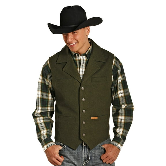 Powder River Outfitters Men's Solid Montana Olive Vest 98-1176-31