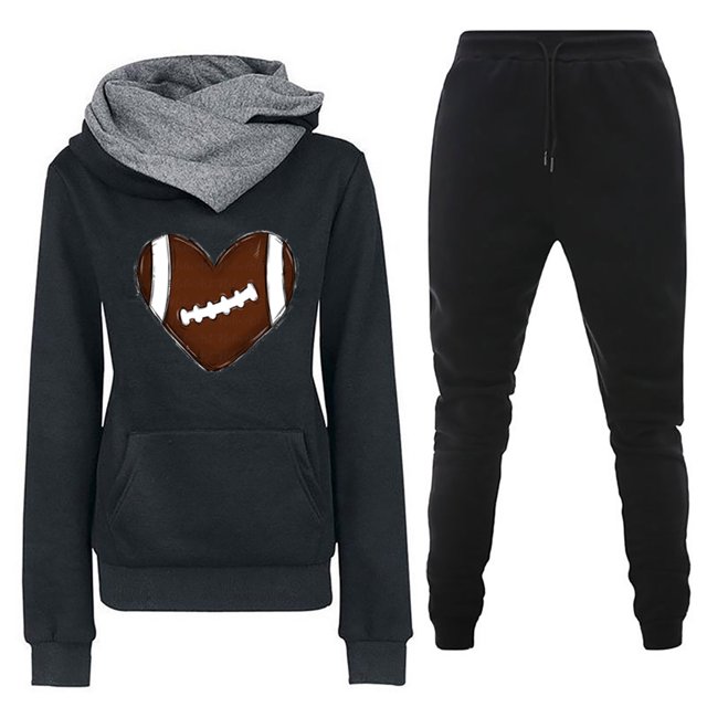Puntoco Conjunto de dos piezas de suéter y pantalones estampados de manga larga con capucha y cuello redondo para mujer Puntoco Puntoco-5251