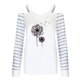 thumbnail image 4 of Pntutb Moda Mujer Cuello en V Camiseta de manga larga Otoño Impresión Hombro frío Blusa suelta tops Pntutb Pntutb-4967, 4 of 4