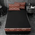 thumbnail image 4 of meiyoeat Western Vintage Damask Zipper Full Size Comforter Sets with Fitted Sheet and 2 Pillowcases,Retro Print Zipper Bedding Set For Men Women,Black Reversible,4 Pieces, 4 of 7