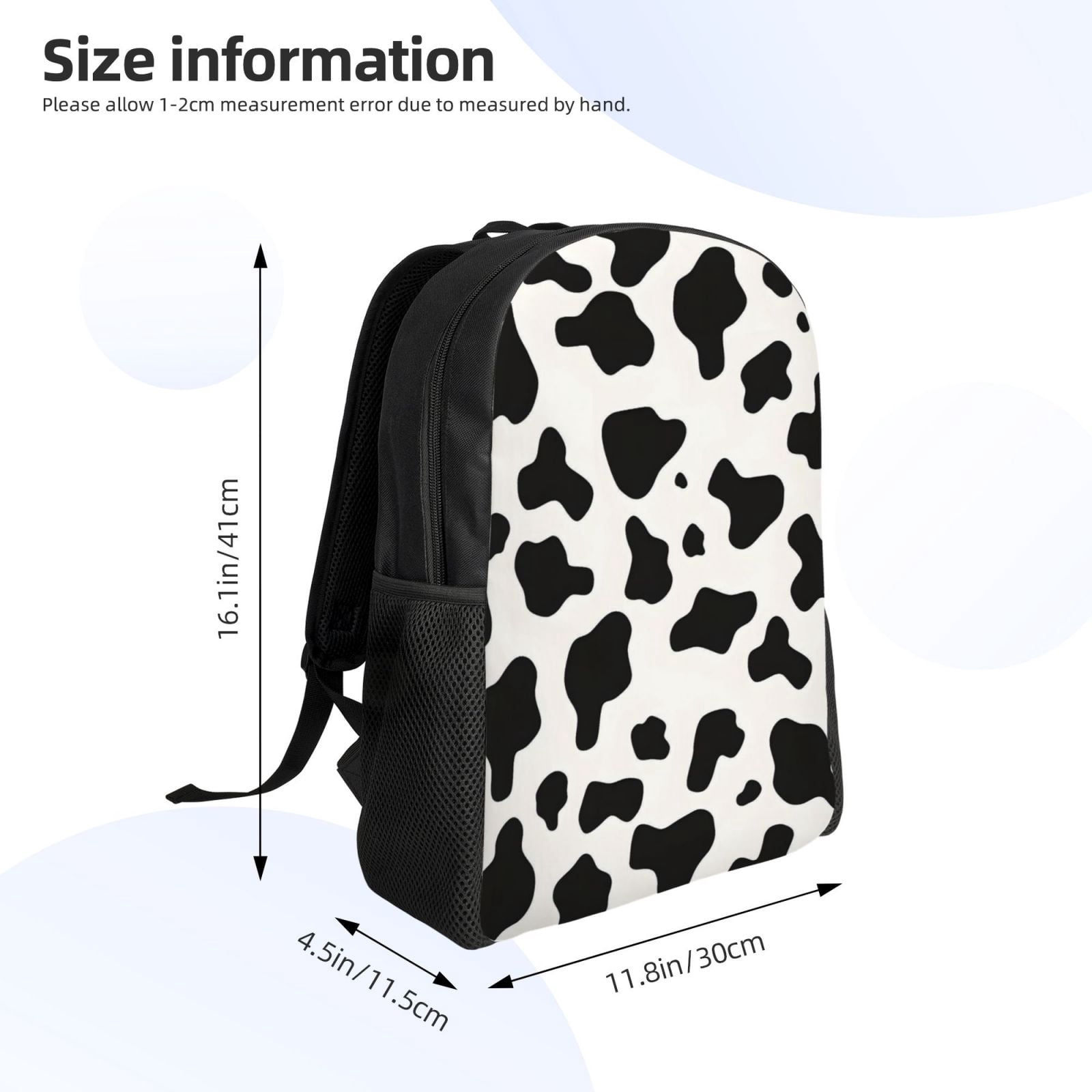 Single Side Full Backpack 16.1×11.8×4.5in Large Capacity Breathable Shoulder Belt Leisure Simple And Strong Bearing Capacity Simple Cow Print Pattern, Vector Art Style_1