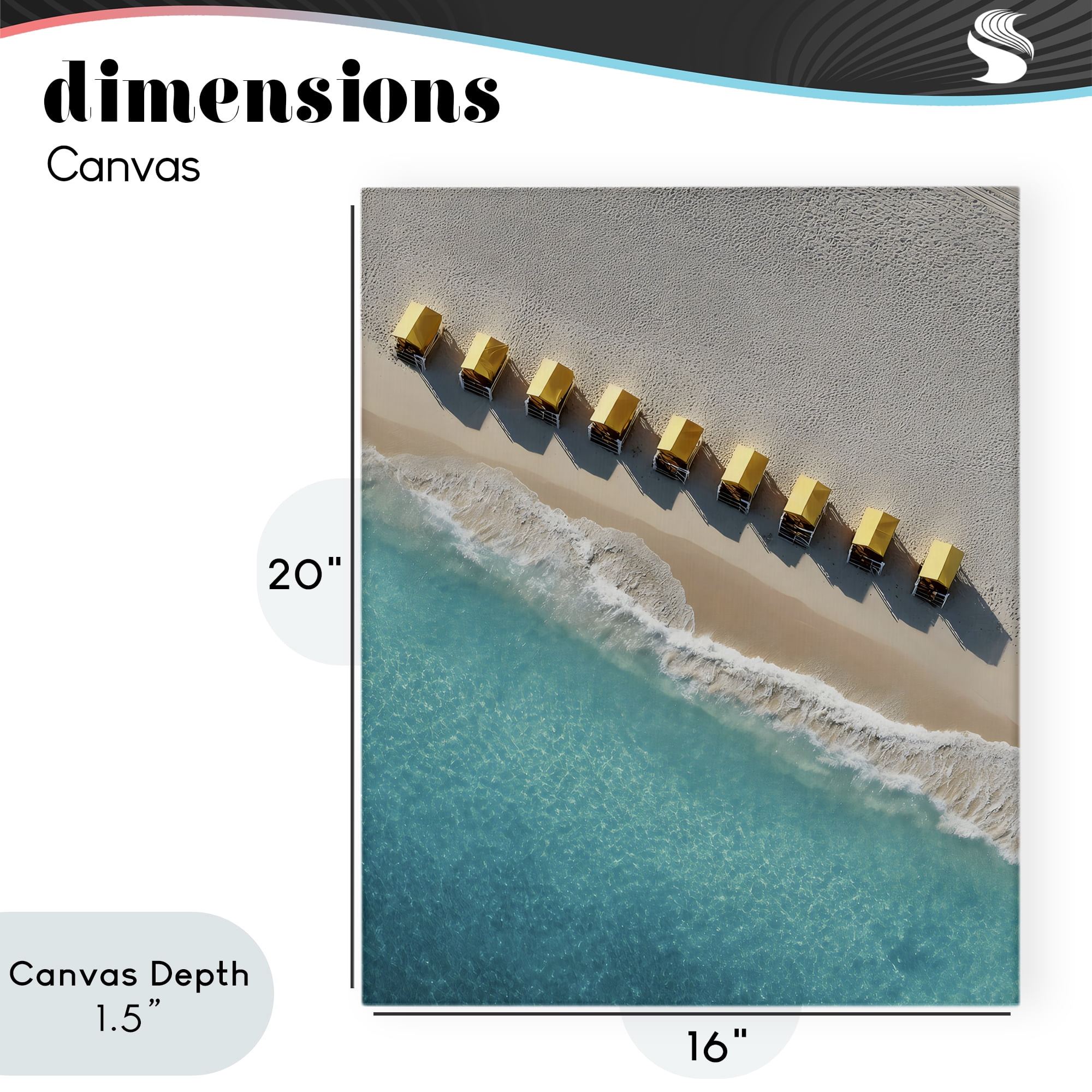 Stupell Industries Yellow Cabanas Along Shore Canvas Wall Art, design by Franklyn Gregory