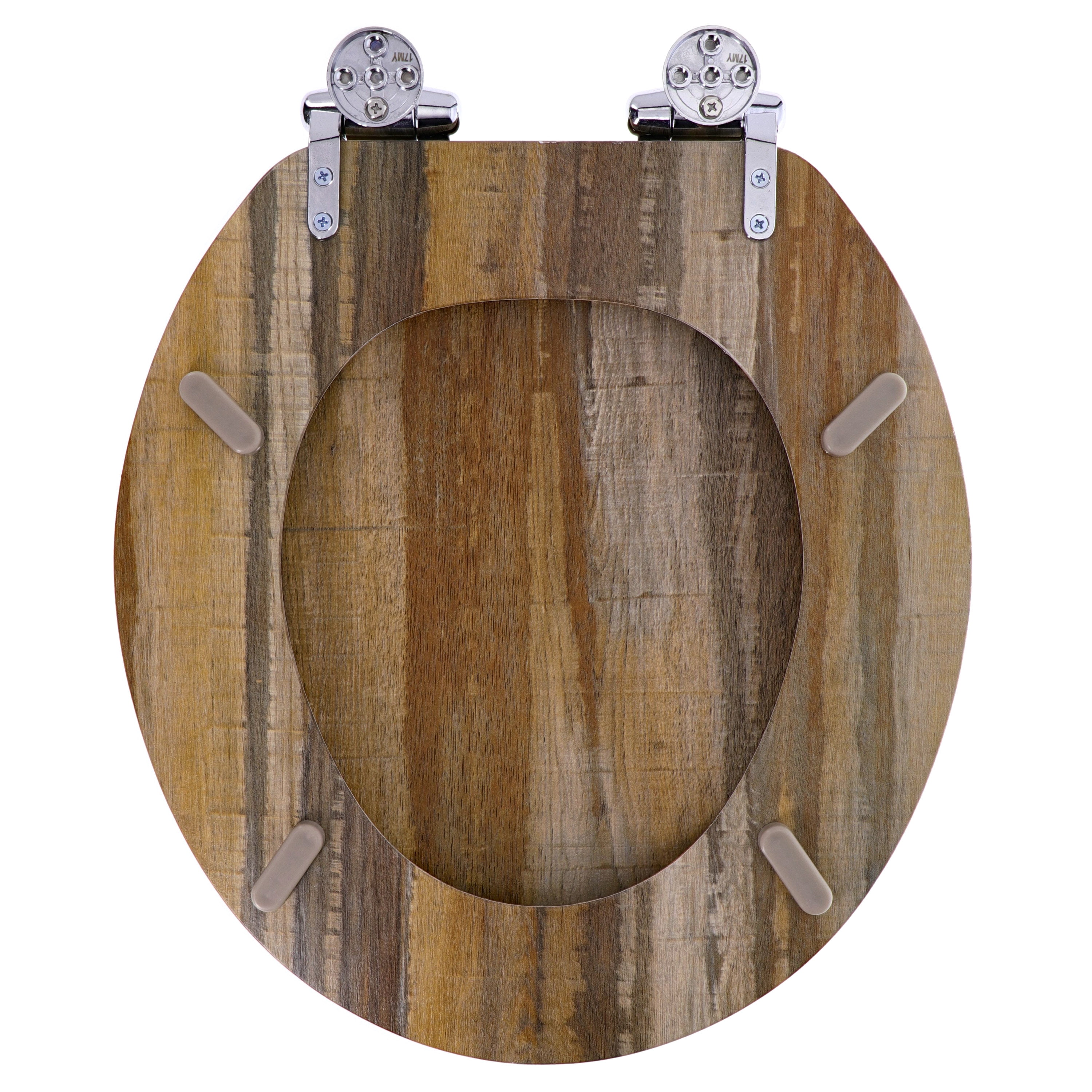 Home Solutions Round Distressed Wood Decorative Toilet Seat