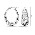 thumbnail image 5 of LeCalla 925 Sterling Silver Jewelry Floral Design Light-Weight Oval Filigree Hoop Earrings for Women and Teen 25MM, 5 of 9