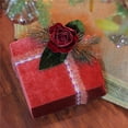 thumbnail image 3 of 8" Red and Green Floral Accent Christmas Gift Box Decor, 3 of 3