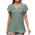 thumbnail image 1 of Womens Summer Tops Tunique à Manches Courtes T-Shirts à Manches Courtes à Coupe Fluide à Volants Tops V, 1 of 7