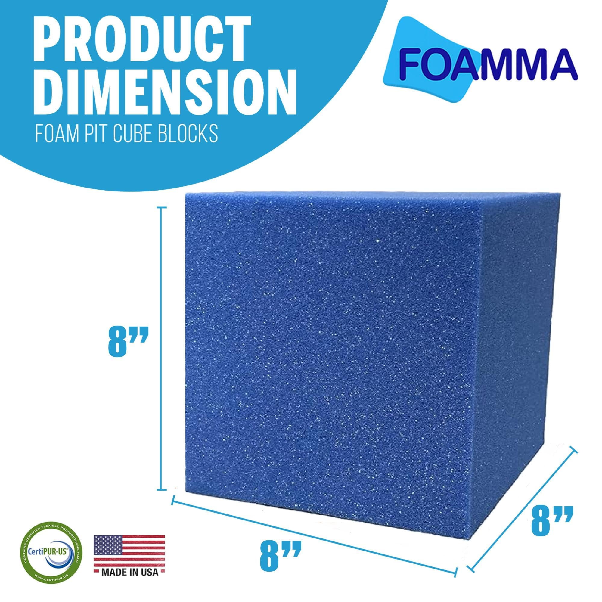 Foamma Blue Foam Pit Cubes/Blocks 8” x 8” x 8” 1000 Pack for Gymnastics, Freerunning and Parkour Courses, Skateboard Parks, BMX, Trampoline Arenas