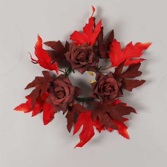 Eolstice Maple Leaf Rose Candle Garland, Christmas Halloween Centerpiece Display, Floral Themed Table Decor, for Seasonal Celebrations and Parties