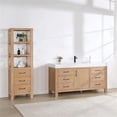 thumbnail image 4 of Leon 60" Bathroom Vanity in Fir Wood Brown with Composite top in Lightning White, 4 of 16